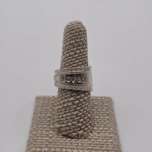 Size 8 Silver Tone Loved Word Spoon Ring A1984